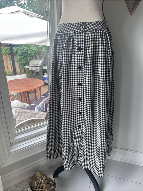 Priv Dresses & Skirts - PRIV Women’s Black & White Gingham Maxi Skirt with Front Buttons